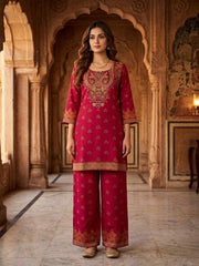 Linen Embroidered Tunic with Palazzos