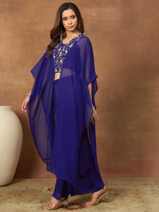 Floral Embroidered Top with Palazzos