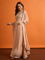 Women Floral Embroidered Empire Thread Work Kurta with Palazzos & With Dupatta