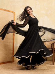 Women Ethnic Motifs Embroidered Regular Kurta with Sharara & With Dupatta