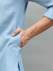 Men Regular Linen Kurta with Dhoti Pants