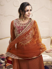 Malaika Arora Women Floral Embroidered Regular Thread Work Kurta with Trousers & With Dupatta