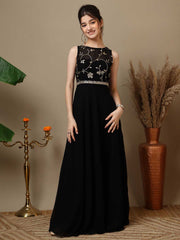 Girl Floral Embroidered Maxi Ethnic Dress