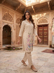 Indie Florals Embroidered Tunic with Trousers