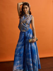 Floral Organza Embroidered Top with Palazzos