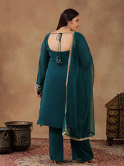 Women Ethnic Motifs Embroidered Regular Thread Work Kurta with Palazzos & With Dupatta