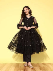 Women Floral Embroidered Regular Sequinned Kurta with Trousers & With Dupatta