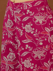 Red V Neck Gotta Patti Floral Printed Angrakha Gotta Patti Kurta with Palazzo & Dupatta