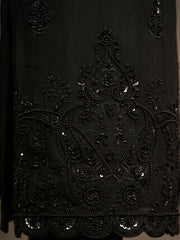 Black Chinon Party Wear Sharara Suit