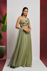 Green Khatli Work Party Wear Sharara Suit