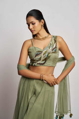 Green Khatli Work Party Wear Sharara Suit