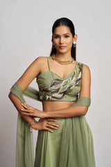 Green Khatli Work Party Wear Sharara Suit