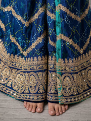 Teal Chinon Heavy Embroiderd Kalidar Palazzo Suit
