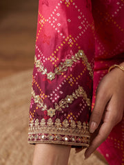 Pink Chinon Heavy Embroiderd Kalidar Palazzo Suit