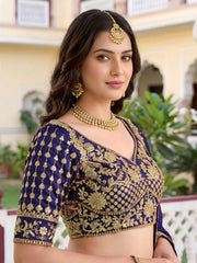 Blue Rangoli Silk Zari and Threads Festive Lehenga Choli