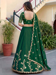 Green Rangoli Silk Zari and Threads Festive Lehenga Choli