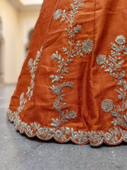 Orange Rangoli Silk Zari and Threads Festive Lehenga Choli