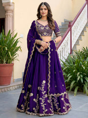 Purple Rangoli Silk Zari and Threads Festive Lehenga Choli