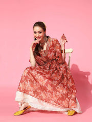 Women Floral Printed Gotta Patti Floral Kaftan Kurta
