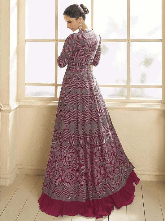 Rani Pink Jacket Style Wedding Party Lehenga Skirt Suit