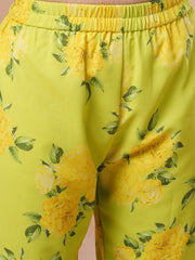 Girls yellow Floral Printed Gotta Patti Kurta with Sharara