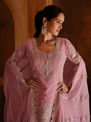 Light Pink Gota Patti Embroidery Sharara Suit