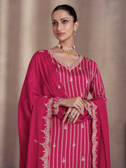 Hot Pink All Over Sequence Embroidery Designer Sharara Suit