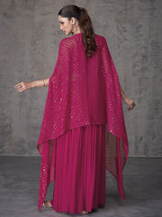 Rani Pink Sequence Embroidery Cape Style Palazzo Set