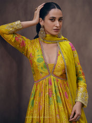 Yellow Georgette Partywear Gown