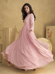 Blush Pink Handwork Embroidered Anarkali Gown Dress