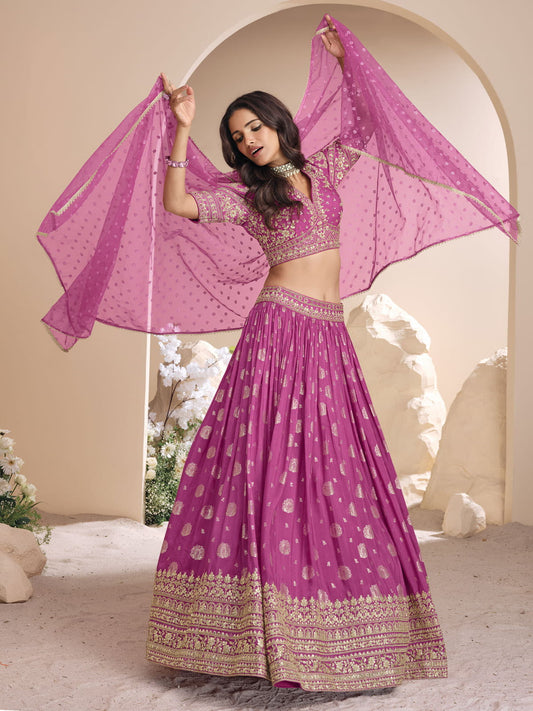 Pink Embroidered Lehenga Choli