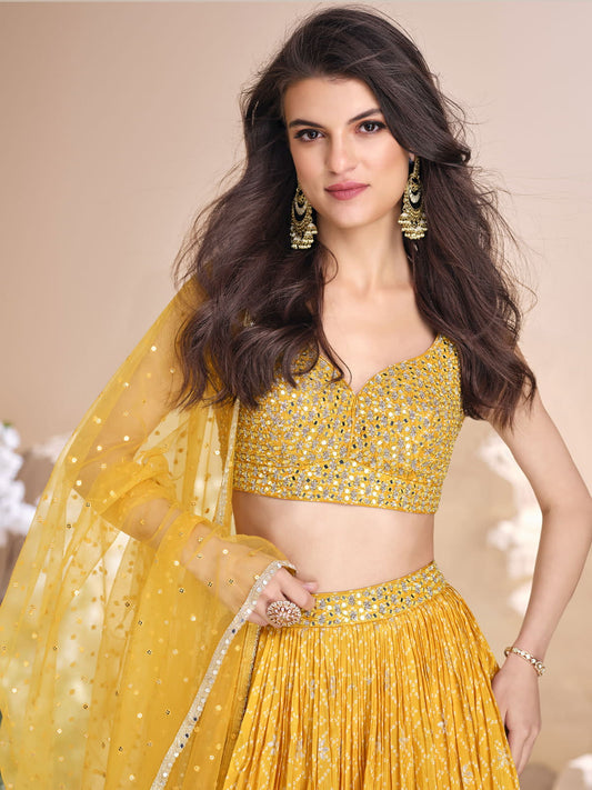Yellow Embroidered Lehenga Choli
