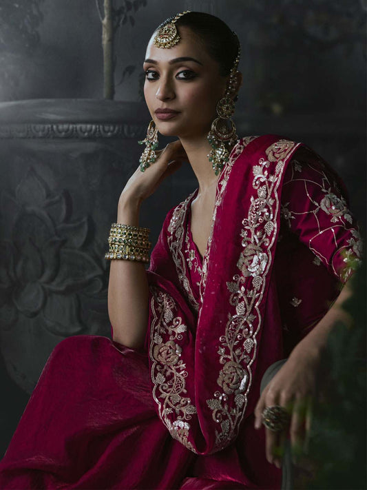 Mahi Ramen Silk Saree Red