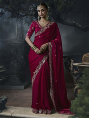 Mahi Ramen Silk Saree Red