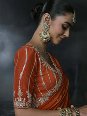 Siena Orange Tissue Silk Saree