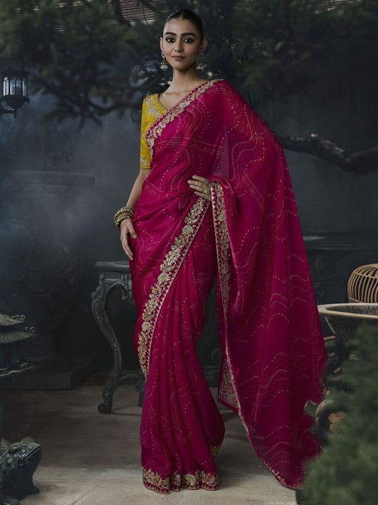 Aveline Silk Saree Pink