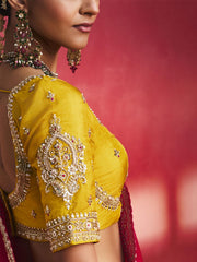 Amara Silk Heavy Border Sequins Sarees in Rani pink