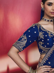 Imperial Viscose Georgette Embellished in Royal Blue