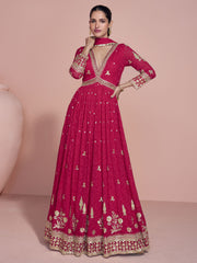 Premium Embroidered Pink Festive Anarkali Gown