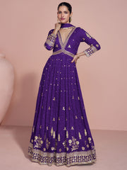 Premium Embroidered Purple Festive Anarkali Gown