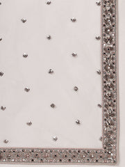 Beige Net Mirror and Sequins Embroiderey Semi-Stitched Lehenga choli