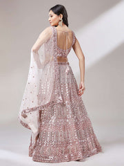 Rose Gold Net Mirror and Sequinse embroidery Semi-Stitched Lehenga choli and Dupatta