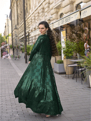 Bottle Green Jacket & Crop Top Style Indo Western Suit