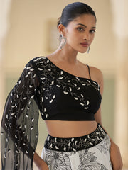 Trendy Stylist Black & White Indo Western Lehenga Choli