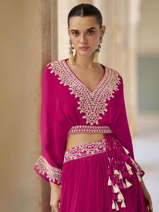 Trendy Stylist Hot Pink Indo Western Lehenga Choli