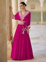 Trendy Stylist Hot Pink Indo Western Lehenga Choli