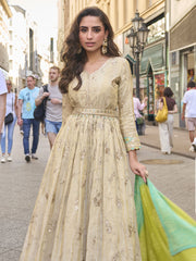 Wedding Wear Awesome Cream Heavy Anarkali Gown