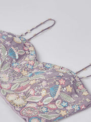 Mauve Chiffon Sequins and thread embroidery Semi-Stitched Lehenga choli & Dupatta