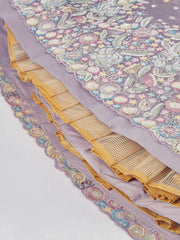 Mauve Chiffon Sequins and thread embroidery Semi-Stitched Lehenga choli & Dupatta