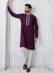 Mandarin Collar Thread Work Straight Kurta